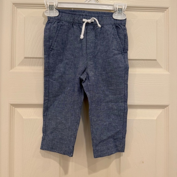 Janie and Jack Boys Chambray Pants 12-18M Linen Blend - Picture 1 of 7